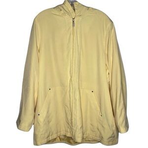 Bernardo Collection Jacket Women’s XL Yellow Rain Hooded Lightweight Zip Up